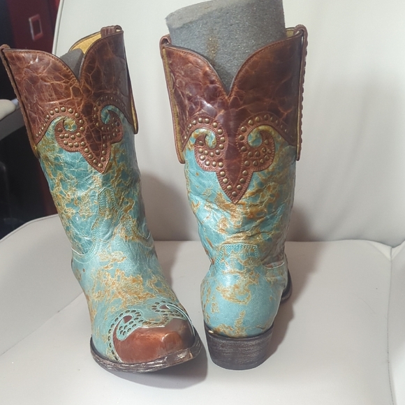 Brown and Blue Western Boots - Picture 4 of 6